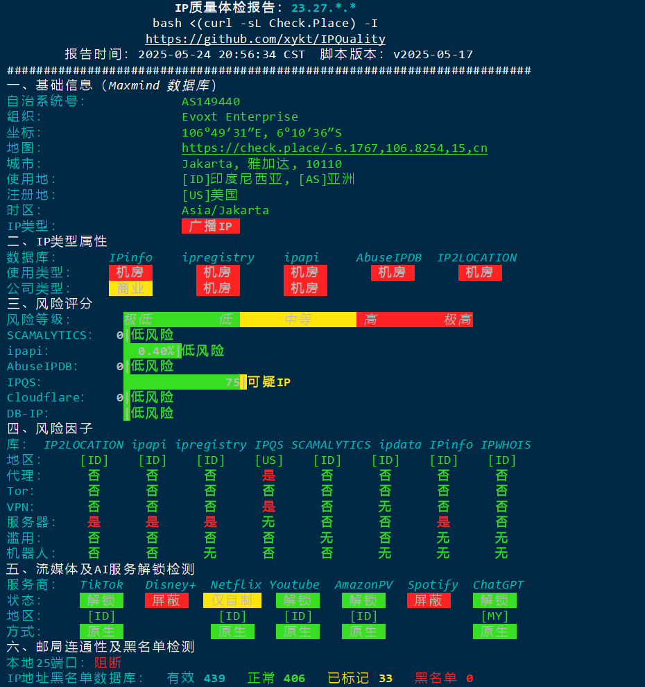 Evoxt：印度雅加达VPS测评，1Gbps端口/电信CN2/移动CMI/联通169，解锁Tiktok/Netflix/ChatGPT/Google Gemini等应用，月付.99起